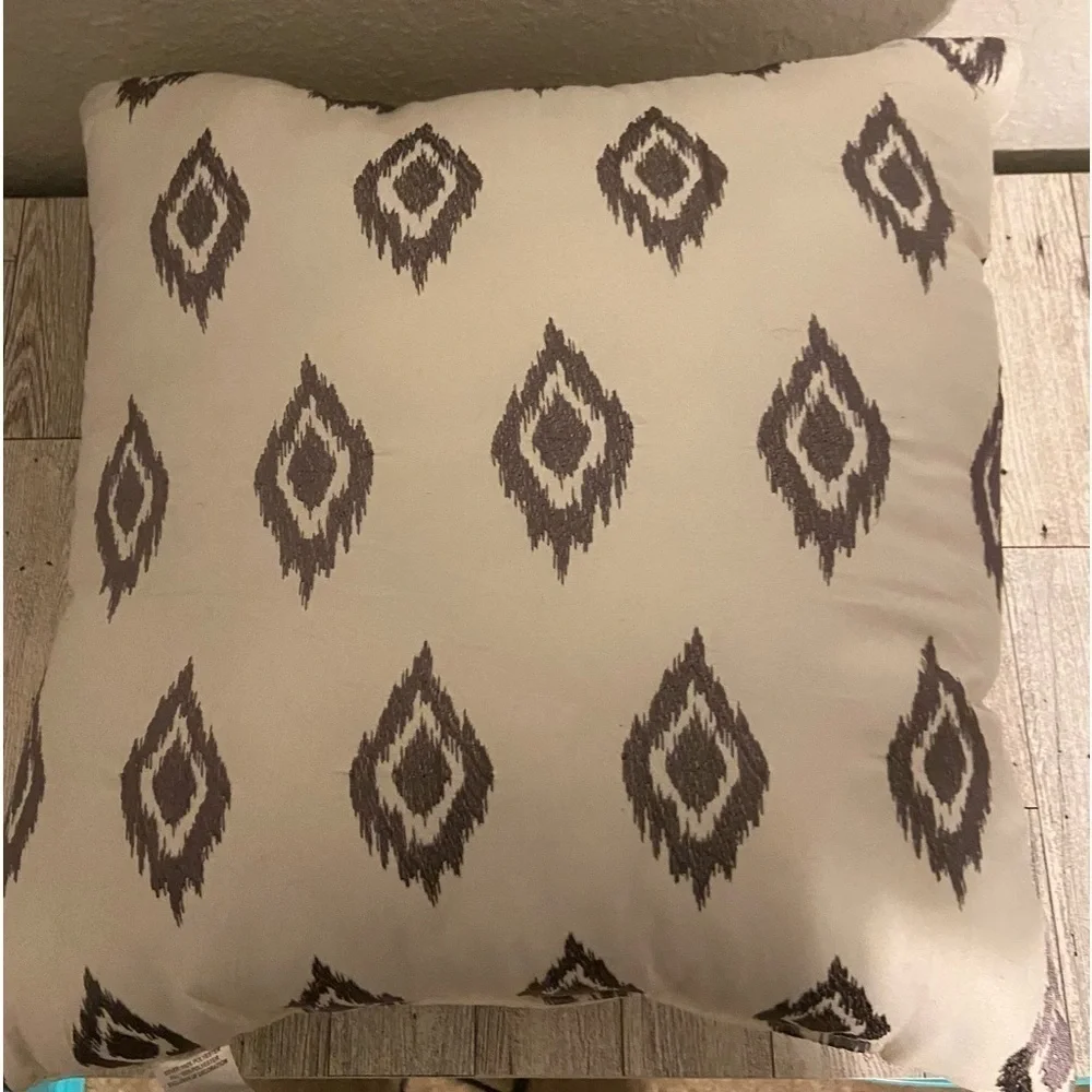 Gray with embroidered design Soft fluffy Decorative Pillow 14x14”